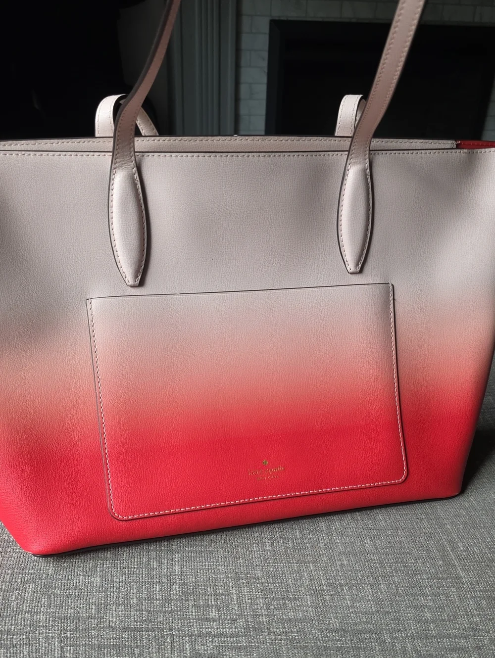 kate spade Pink to Red Ombre Leather Tote with Front Pocket